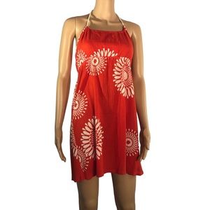 Roxy Floral Hawaiian Twist Rope Strap Halter Mini Sundress Coverup Size Small